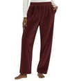 thumbnail image 3 of DDAPJ pyju Women's Fleece Pajama Pants Warm Plush Soft Pj Bottoms Comfy Fuzzy Lounge Pants with Pockets Wine L, 3 of 6