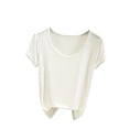 thumbnail image 2 of qelini Summer T-shirts for Women Plus Size School Season Solid Color Short Sleeved Round Neck Quick Drying Loose Casual Daily Wearing Basic Tops Juniors Comfortable 1Pack White L, 2 of 3