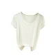 thumbnail image 2 of Fiudx Tops para Mujer Top Holgado de Manga Corta con Cuello Redondo y Color Sólido de Verano de Gran Tamaño para Mujer, 2 of 3