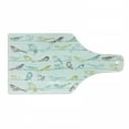thumbnail image 1 of Birds Cutting Board, Various Type of Birds Sitting and Chirping on Wires Musical Creatures Print, Tempered Glass Cutting and Serving Board, Wine Bottle Shape, Pale Green Brown, by Ambesonne, 1 of 1