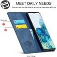 thumbnail image 2 of Case for Samsung Galaxy S20, Vintage Classic Matte Leather Wallet Case Flip Notebook Style Cover with Magnetic Closure Kickstand Card Slots - Dark Blue, 2 of 15