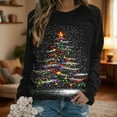 thumbnail image 4 of JSheng Christmas Printed Tops for Women Women's Casual Fashion Loose Round Neck Long Sleeve Pullover Sweatshirts Top Black L, 4 of 5