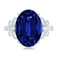 thumbnail image 4 of Rosec Jewels Oval Created Blue Sapphire Solitaire Ring with Diamond for Women - 10X14 mm, 18K White Gold, US 3.50, 4 of 8