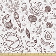 thumbnail image 1 of Brown and White Fabric by the Yard Upholstery, Pattern with Vegetables Radish Carrot Peppers Herbs Healthy Food, Decorative Fabric for DIY and Home Accents, 3 Yards, Dark Brown and White by Ambesonne, 1 of 4