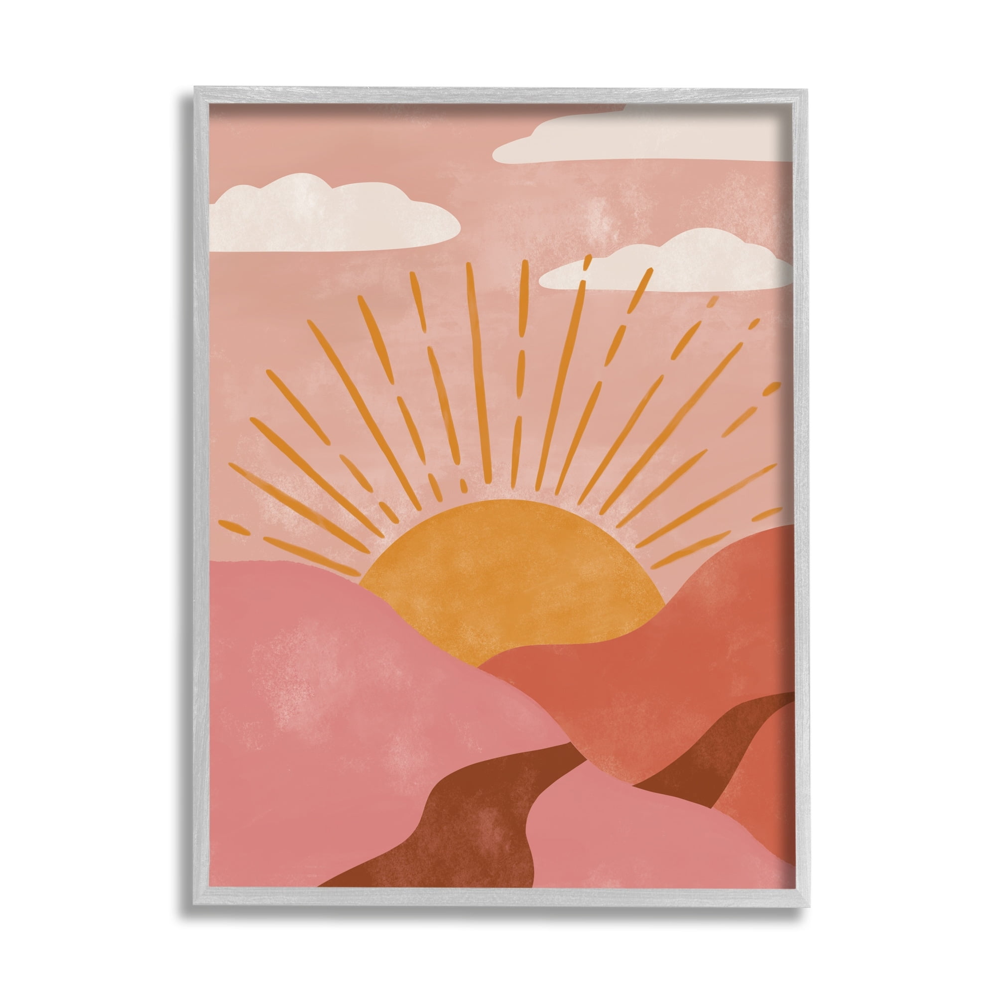 Stupell Industries Boho Desert Sun Setting Beneath Mountain Path Framed Wall Art, 11 x 14, Design by Deborah Curiel