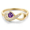 thumbnail image 3 of Gem Stone King 18K Yellow Gold Plated Silver Purple Amethyst Infinity Ring for Women (0.33 Cttw, Heart Shape 4MM, Gemstone February Birthstone, Size 6), 3 of 6