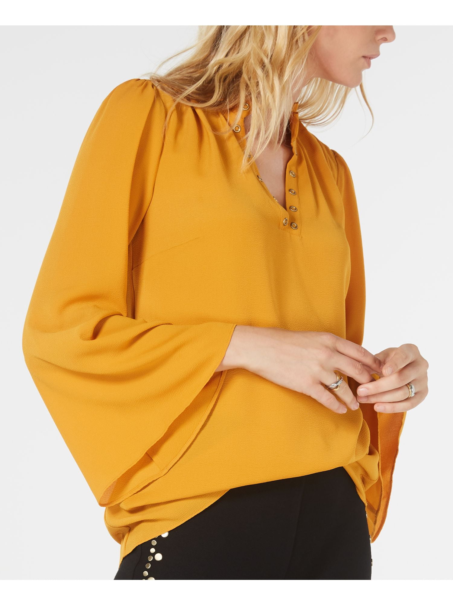 womens long sleeve gold tops