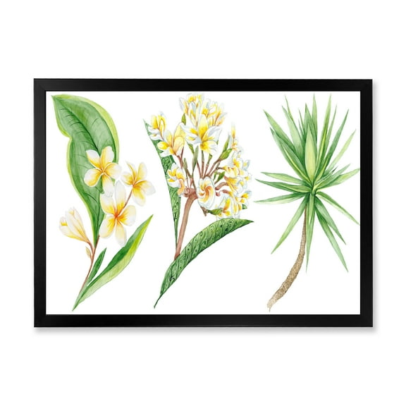 Designart 'Yellow Flowers and Tropical Foliage XII' Traditional Framed Art Print