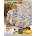 thumbnail image 4 of Tie Dye Sofa Covers for 3 Cushion,Washable Couch Cover for Sectional Sofa Slipcoverwith Tassel,Orange Navy Blue Stained Rainbow Colored Art Loveseat Covers Futon Cover Throw Blanket 71''x118'', 4 of 8