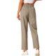thumbnail image 3 of Pantalones de lino casuales INSPIRE CHIC para mujer, con cintura elástica y cordón, pantalones ajustados con bolsillos en color caqui L, 3 of 6