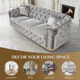 thumbnail image 4 of Wiilayok 84.6" Velvet Luxury Button Tufted Sofa, Mid-Century Classic Chesterfield Sofa Couch with Thick Backrest& armrest,Gold Steel Accents,3 Seat Sofa Couches for Living Room,Gray, 4 of 9
