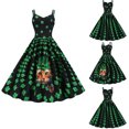thumbnail image 2 of Patrick's Day Fashion Mujer sin mangas con cuello en V Impreso Ladies Slim Mini Camis Dress Pompotops ghjkhdj6721, 2 of 7