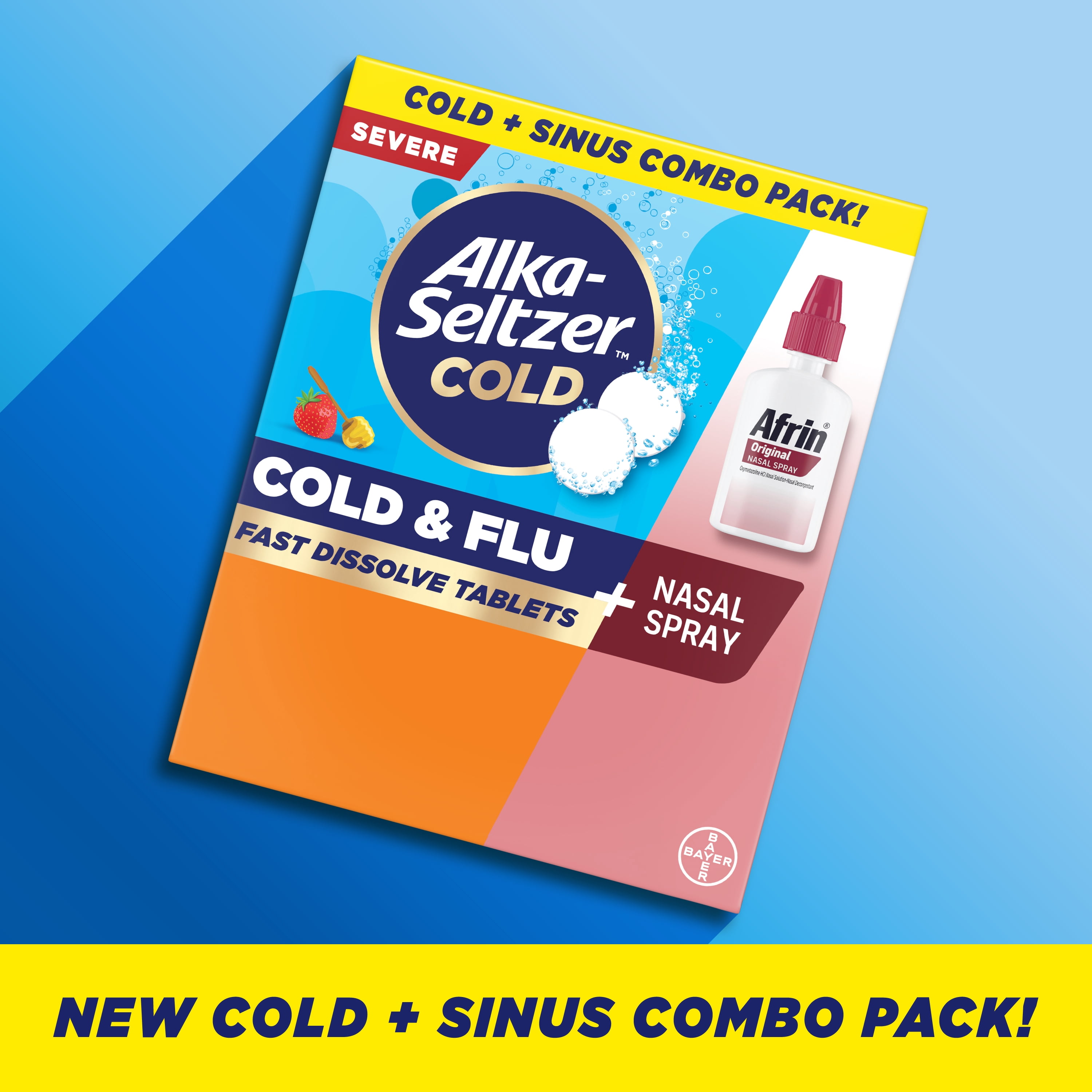 Alka-Seltzer Cold + Afrin, Combo Pack, Cold & Flu Severe (16 Tablets) + Afrin Original Spray (6 mL)