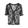 thumbnail image 6 of Women's Cardigans Women Underwire Lingerie Lace Vest Elegant Dirndl Blouse Lingerie Coat Sun Shirt Black, 6 of 6