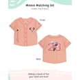 thumbnail image 2 of Disney Minnie Mouse Girls Mesh Button Down Shirt and Shorts Set (Peach, 6X), 2 of 5
