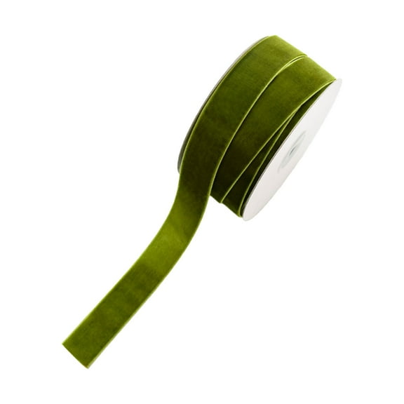 Velvet Ribbon,Single Face Thin Velvet Ribbon for Gift Wrapping,Light Brown Ribbon for Christmas Decoration,Hair Bows,Handmade Cafts,Home Decor,Moss Green