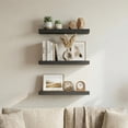 thumbnail image 2 of Topcobee Floating Wooden Shelves for Wall, Modern Design Shelves for Bedroom, Bathroom, Kitchen, Hanging Shelf for Books/Decor/Organization, Floating Display Shelf for Living Room, Black, 3Pcs, 2 of 10
