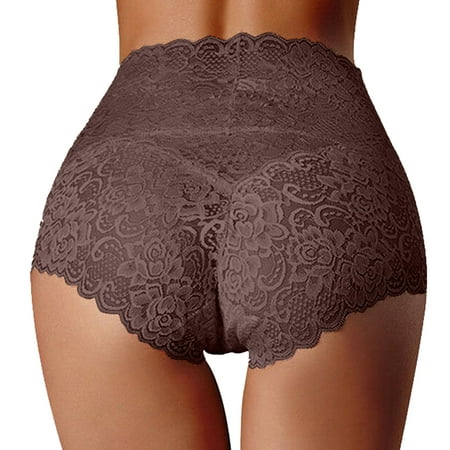 

Womens Underwear Seamless Plus Size High Waist Thin Hollow Lace Pure Crotch Tummy Control Belly Briefs Panties For Women