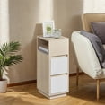 thumbnail image 1 of SONGMICS HOME Juego de 2, Mesita de Noche Estrecha, Mesa Auxiliar con 2Cajones y Compartimento Abierto, Beige Natural y Blanco Nube, 1 of 6