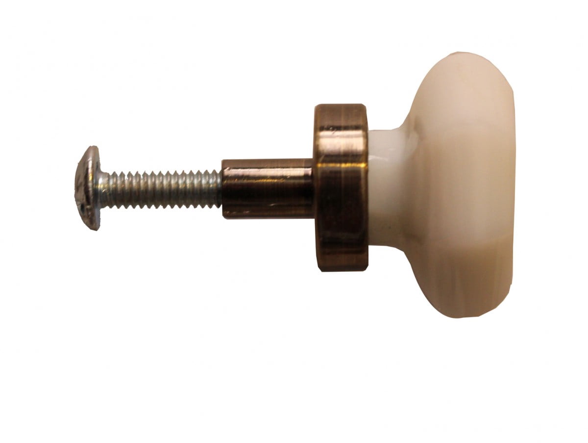 Kitchen Cabinet Knob Milk Glass W/ Antique Brass Back Renovators Supply