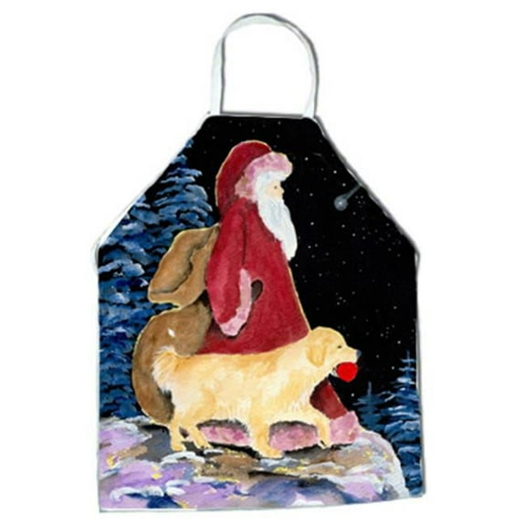 Santa Claus with Golden Retriever Apron - 27 x 31 in.