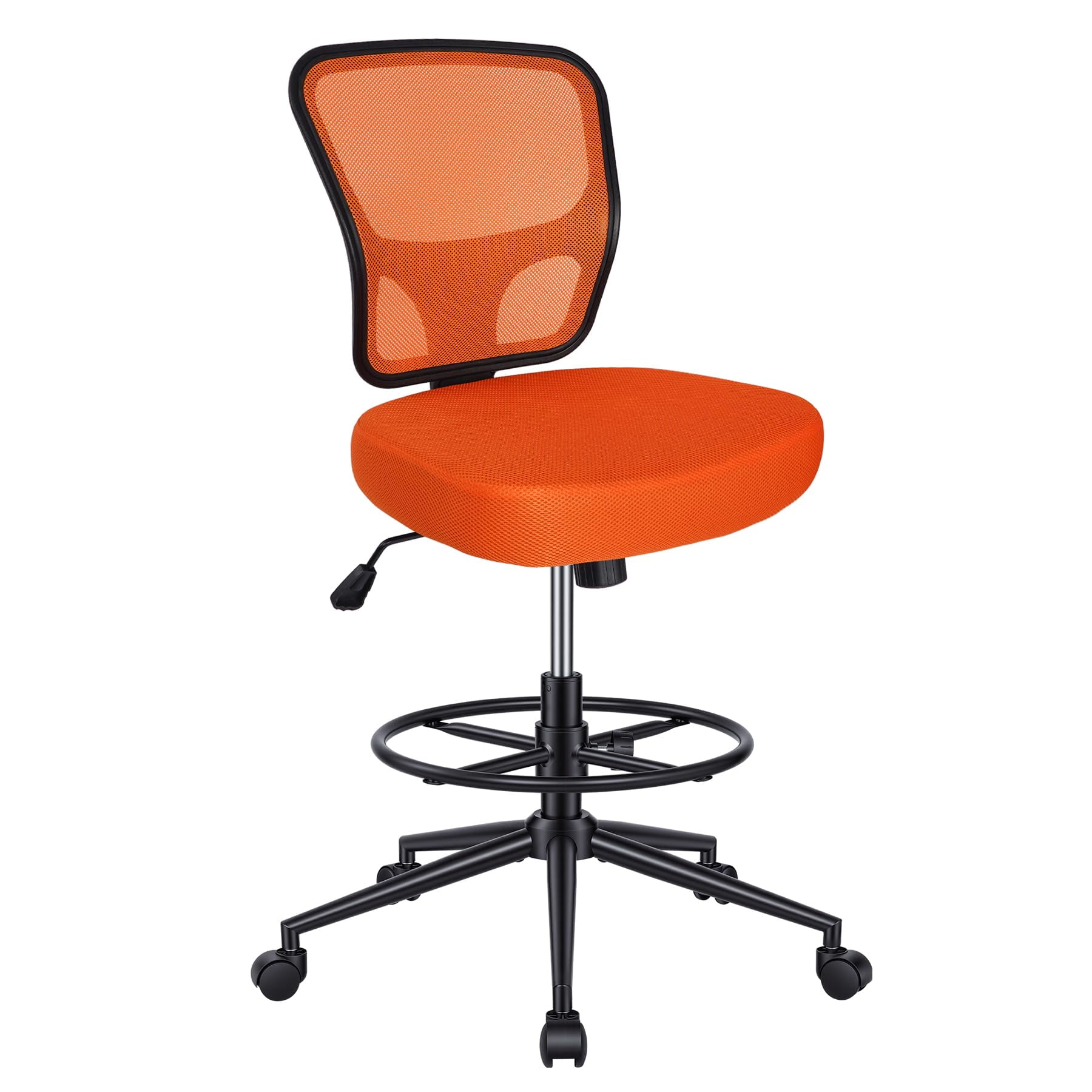 orange armless drafting chair tall product