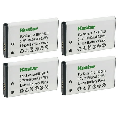 Kastar IA-BH130LB Battery 4-Pack Replacement for Samsung SMX-K45 SMX-K400 SMX-K442 HMX-U15 HMX-U15BN HMX-U15LN HMX-U20 HMX-U20BP HMX-W200TP HMX-U20BN/XAA HMXU20RNXAA HMX-W190 HMX-W200 Camera