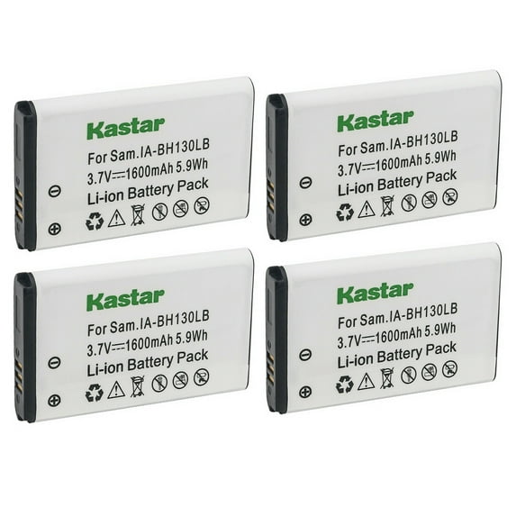 Kastar IA-BH130LB Battery 4-Pack Replacement for Samsung SMX-K45 SMX-K400 SMX-K442 HMX-U15 HMX-U15BN HMX-U15LN HMX-U20 HMX-U20BP HMX-W200TP HMX-U20BN/XAA HMXU20RNXAA HMX-W190 HMX-W200 Camera