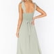 thumbnail image 4 of Vestido de dama de honor elegante de verano para mujer, vestido largo informal sin mangas con escote cuadrado y volantes, verde, S, 4 of 7
