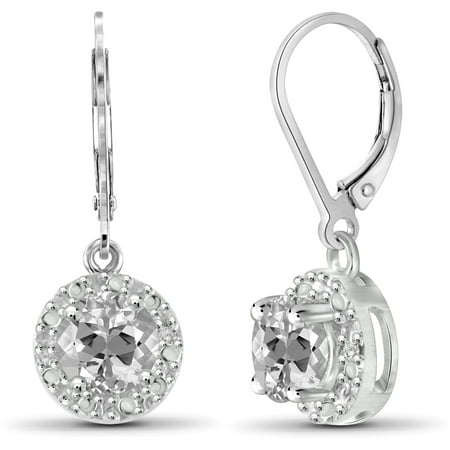 JewelersClub 1 1/4 Carat T.G.W. White Topaz And White Diamond Accent Sterling Silver Drop Earrings