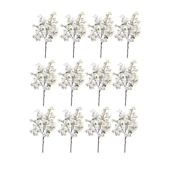Serene Spaces Living Pack of 12 Faux White Cherry Blossom Spray, 41" Tall