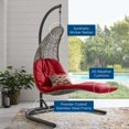 thumbnail image 2 of Modway Landscape Rattan & Fabric Patio Swing Chair in Light Gray and Red, 2 of 6