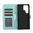 thumbnail image 4 of Case for Samsung S23 Ultra Wallet Case for Women Card Holder Butterfly Embossed Clover Rose Flower Flip PU Leather Magnetic Phone Cover Kickstand Lanyard for Samsung Galaxy S23 Ultra, green, 4 of 8
