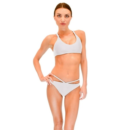 VF-Sport - Bikini  SportsBra Top and String Bottom  Two Piece Set (White  Small)