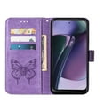 thumbnail image 6 of Motorola Moto G Stylus 5G (2023) Case, Magnetic Folio Butterfly Embossed Patterned Wallet Case, Premium PU Leather with Wrist Strap Credit Card Holder Slots Kickstand Shockproof Cover, Lightpurple, 6 of 6
