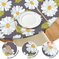 thumbnail image 4 of Elastic Edge Round Tablecloth with Water-Resistant Polyester, Daisy Floral Design for Spring Home Decor, Fits 44-52 Inch Table for Indoor or Outdoor Use, 4 of 7
