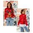 thumbnail image 4 of Women's Christmas Sweaters Classic Print Crewneck Ugly Sweater Xmas Holiday Party Jumper Tops Clothes Knitwear Outfits, 4 of 5