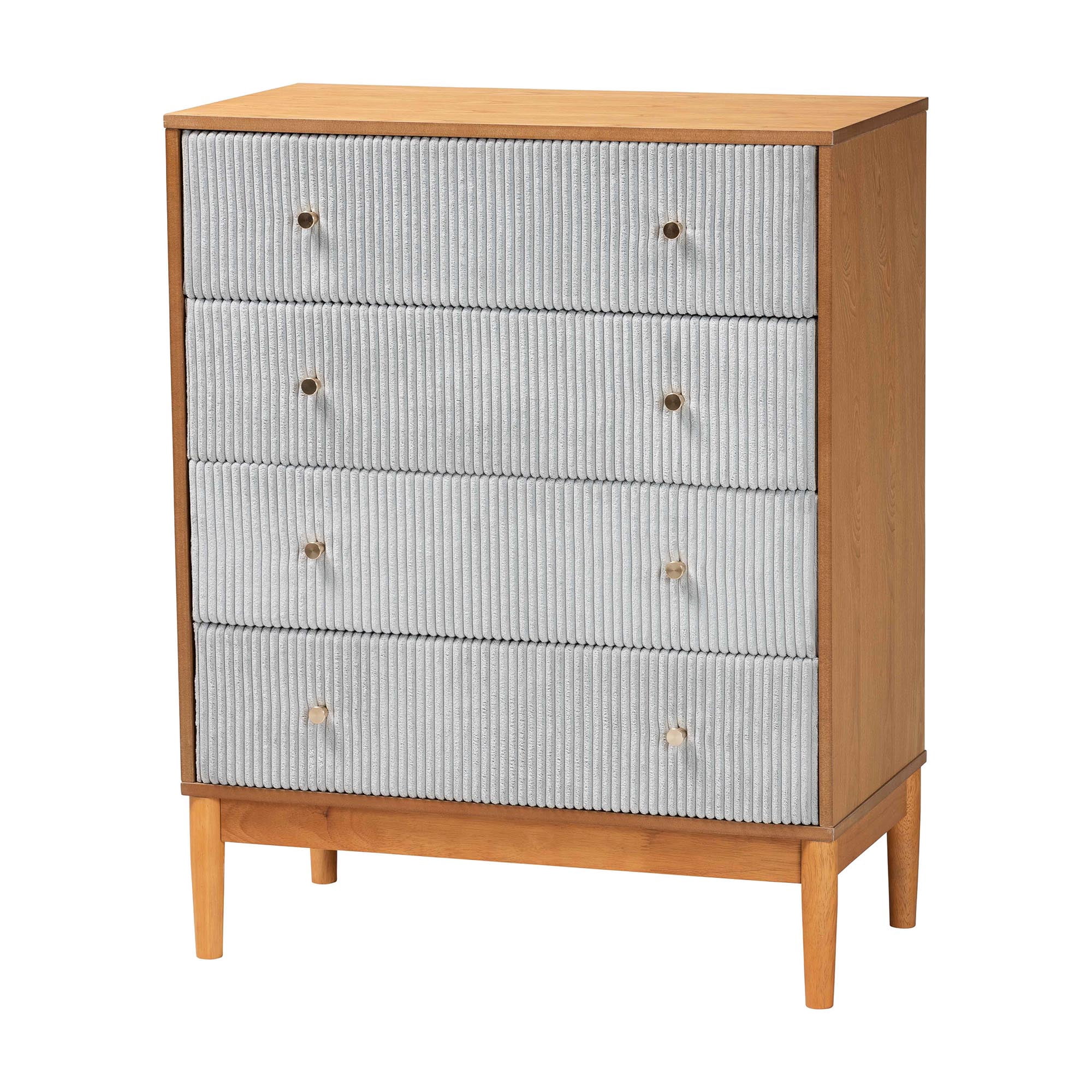 Baxton Studio Taylin Mid-Century Chest, 4-Drawer, Grey