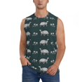 thumbnail image 2 of Lsque Turtle Chrysanthemum Print Men's Cotton Blend Sleeveless Muscle Shirts (S-3XL)- Moisture Wicking, Odor Protection, UPF 30+,X-Large, 2 of 8