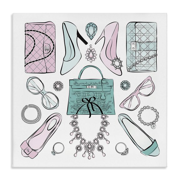 Stupell Industries Contemporary Pastel Fashion Accessories Canvas Art, 30 x 30, by Martina Pavlova