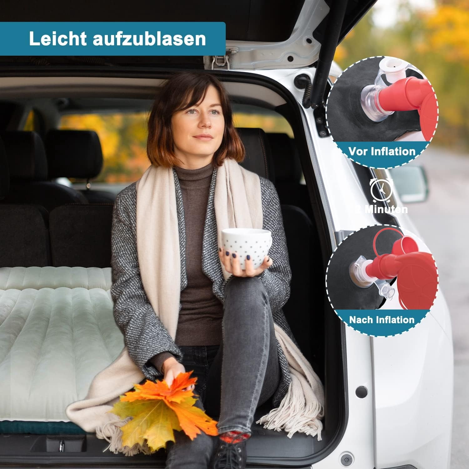 Generic  Car Rear Seat Inflatable Mattress Thickened Flocked Anti-Leak Travel Bed for SUV Truck MPV Road Trip Camping