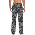 thumbnail image 2 of White Palm Leaves on Black Background Mens Pajama Pant Sleep and Lounge Bottons with Pockets, 2 of 7