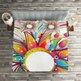 thumbnail image 2 of Ambesonne Abstract Quilted Coverlet 3 Pcs, Wavy Flowers Blossoms, Queen Size, Multicolor, 2 of 2