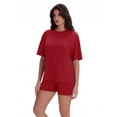 thumbnail image 4 of MINTREUS Womens 2 Piece Lounge Sets Crew Neck Short Summer Pajama Set Airport Travel Outfits with Pockets, 4 of 8
