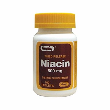 Rugby Niacin Dietary Supplement Tablets, 500 mg, 100 Count