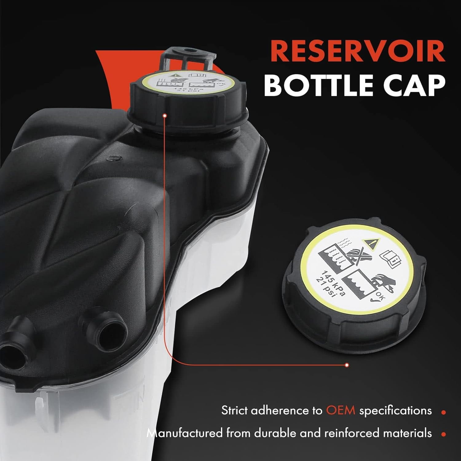 A-Premium Coolant Expansion Tank Compatible with Land Rover LR2 2008-2015 Range Rover Evoque 2012-2016 L4 2.0L L6 3.2L