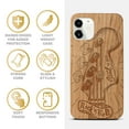 thumbnail image 4 of Case Yard Wooden Case Outside Soft TPU Silicone, Slim Fit Shockproof Wood Protective Phone Cover for Girls Boys Men and Women, Supports Wireless Charging Guitar Hero Design case for iPhone-12-Mini, 4 of 7