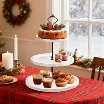 Upgraded Christmas Wooden Dessert Display Stand 3 Tier Cake Cupcake Stand Decorative Trays Rural Table Dessert Rack For Party Tea Break X