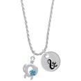 thumbnail image 1 of Delight Jewelry Silvertone Open Sea Turtle with Blue Plumeria Silvertone Script Initial Disc - & - Charm Necklace, 20"+3", 1 of 4