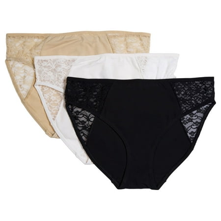 Donna L oren Women s Hi-cut Briefs Floral Lace Detail Panties 3-Pack S-XL